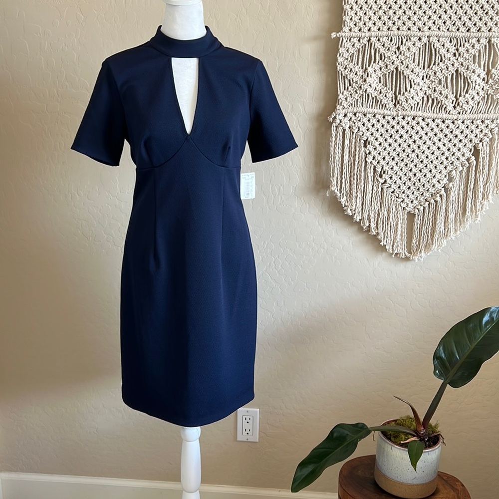 NWT Trina Turk Camari Indigo Choker Neck Sheath Dress (4)